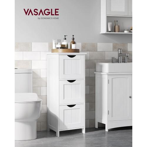 VASAGLE Bathroom Floor Cabinet, Free-Standing Storage Cabinet with 3 Drawers, 11.8 x 12.6 x 31.9 Inches, for Bathroom, Living Room, Kitchen, Modern Style, White UBBC50WT
