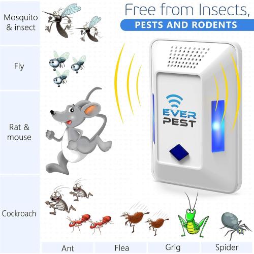 Ultrasonic Pest Repeller Plug in - Device Repels Cockroach Cricket Bug Flea Fruit Flies Deterrent, Ultrasound Insect Control Mice Roach Rat Scorpion Bat Squirrel Rodent Spider Wasp (1)