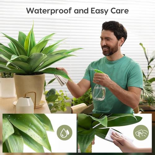 Velener Artificial Agave Plant,18 Inch, Faux Aesthetic Plants for Home Decor, Realistic UV Resistant Fake Agave Plants Without Pot, Set of 1