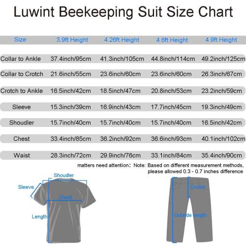 Luwint Kids Full Body Ventilated Beekeeping Suits - Protective Clothing Bee Beekeeper Suit with Gloves (3'11''-4'2'' Height)