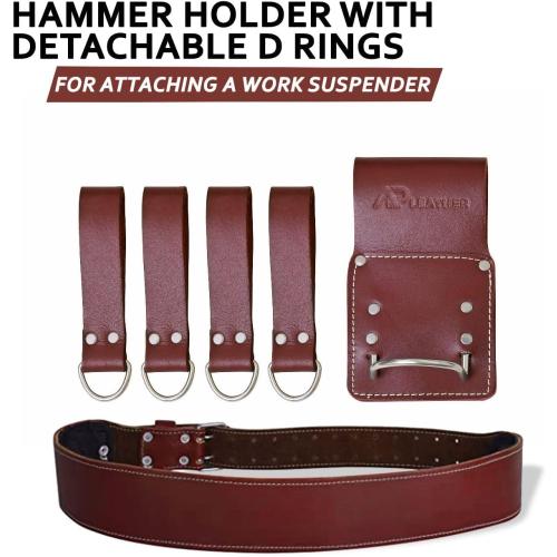 Leather PRO-19 100% Genuine Full Grain Leather Tool Belt/Pouch/Bag, Tool Belt with Suspenders, Comfort Back Support Tool Pouches with Suspenders for Construction,Framers, (Maroon)
