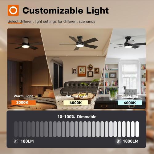 42 Dark Brown addlon Ceiling Fans with Lights, 42 Inch Low Profile Ceiling Fan with Light and Remote Control, Flush Mount, Reversible, 3CCT, Dimmable, Quiet, Small Ceiling Fan for Bedroom Indoor/Outdoor Use