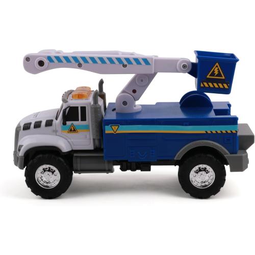 Mighty Fleet Rescue Force 12 Tough Cab Cherry Picker Toy Truck - Realistic Lights & Sounds, Movable Cherry Picker Arm, Free Wheeling Play, Ages 3