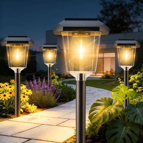16Pack Solar Pathway Lights Outdoor, Warm White LED Waterproof Solar Lights