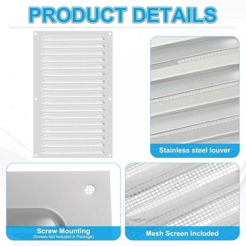 PATIKIL 16x10 Inch Aluminum Vent Cover, Screen Air Grille Ventilation Cover HVAC Louvered Grill Built-in Mesh for Home Kitchen Fireplace Bathroom Wall Ceiling, Silver