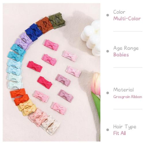 CÉLLOT 60Pcs Baby Hair Clips 1.2 Tiny Baby Bows Snap Hair Clips for Thin Hair Grosgrain Ribbon Hair Bows Clips for Baby Girls Toddlers Infant in Pairs