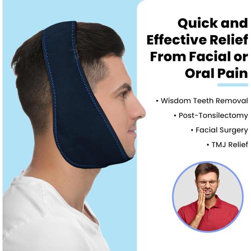 Fittest Pro Wisdom Teeth Ice Pack Head Wrap Jaw Ice Pack for Face Oral Surgery, 4 Hot Cold Gel Pack for TMJ, Tooth Extraction, Tonsillectomy Recovery