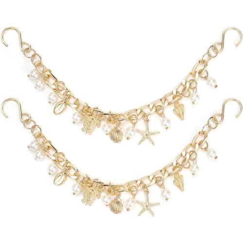 2Pcs Bling Ocean Shoe Chains for Girls Summer Sandals, Golden Turtles, Shells Shoe Charms for sandals, DIY Shoe Decoration Charms, Party Favor