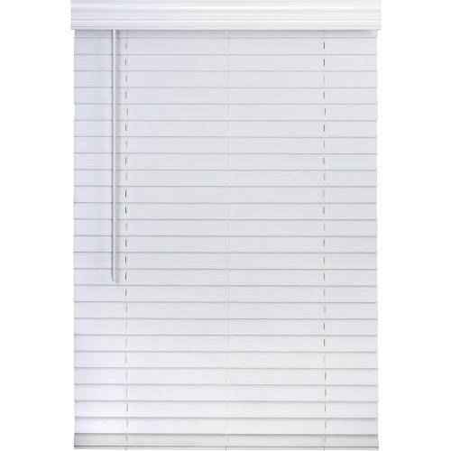 LOTUS & WINDOWARE 2 Faux Wood Blind, 59 W x 72 H, White Wood Grain Textured Finish