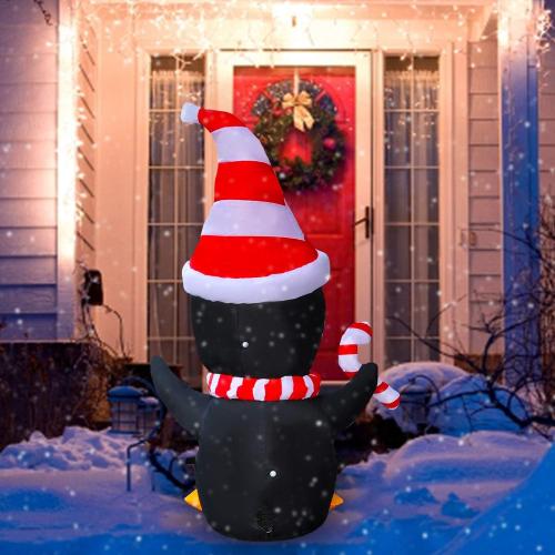 SEASONBLOW 4 Ft LED Light Up Inflatable Christmas Penguin with Scarf & Candy Decoration for Yard Lawn Garden Home Party Indoor Outdoor Holiday Xmas Decor
