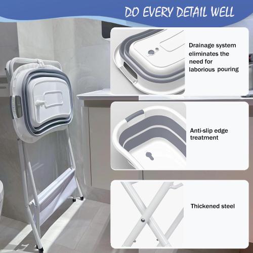 Portable Dog Bath Tub and Dog Washing Station, Collapsible Elevated Pet Tub for Bathing, Showering, Grooming, Pet Bathing Basin for Small to Medium Dogs, Cats and Other Pets (Built-in Drainage System)