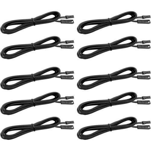 HAMRVL 10-Pack Flexible Extendable Cables for Under Cabinet Lighting Kit - 6.6ft/2m 2-Pin Extension Cord for Linkable Single Color Wall Panel Lights, LED Puck Light, Under Cabinet Strip Light (Black)