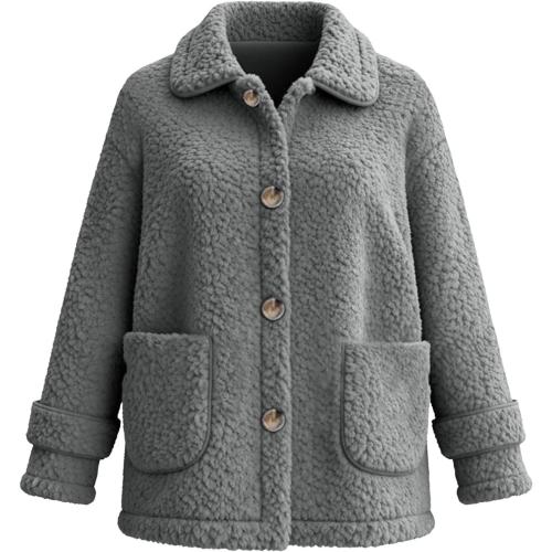 O'NEILL Womens Fuzzy Fleece Jacket Button Down Sherpa Coats Casual Faux Furturn Collar Thicken Outerwear with Pockets.  Size XS (color Navy)