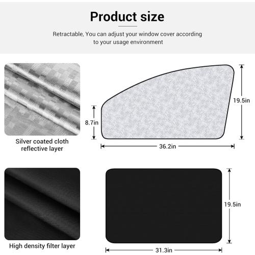 XCBYT Car Window Shades - 4 Pack Car Window Covers 99% UV Protection Magnetic Fordable Privacy Sun Shade for Baby Forester 2019-2023