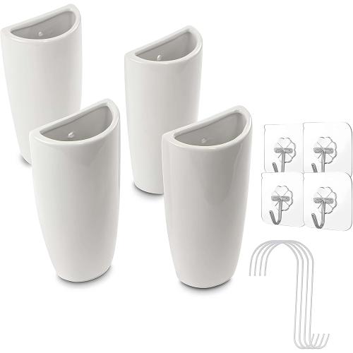 Pack of 4 Ceramic Radiator Hanging Humidifiers with S-Shaped Hooks White Radiator Water Evaporator for Healthy Room Air Moisture