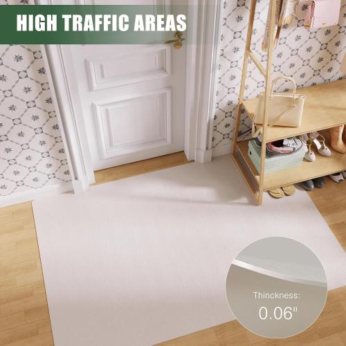Vinyl Mat, 6' x 4' Hallway Runner Rug, Area Rug for Living Room Bedroom, Slip Resistant Floor Protector Desk Chiar Mat for Hard Floors, White