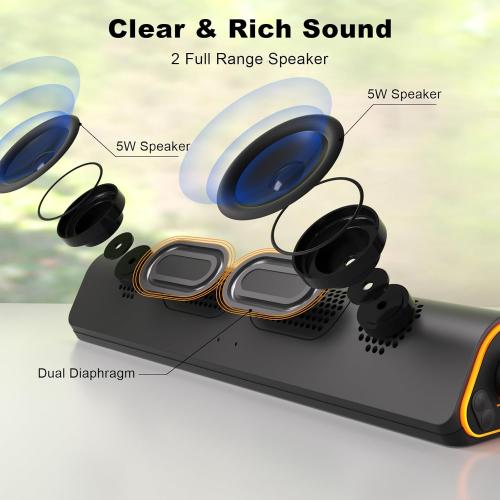 SOULION R50 Bluetooth Computer Speakers, 3.5mm PC Sound Bar for Desktop Monitor, Wired USB Powered & Colorful LED Lights with Switch Button, Surround Sound Soundbar PC Spearkers for Computer