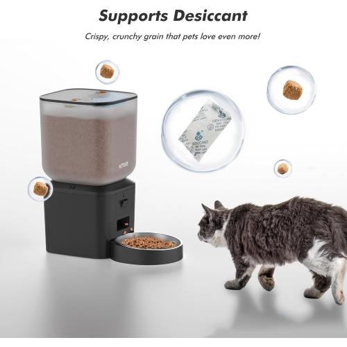 Automatic Dog & Cat Feeder with Camera & WiFi – 8L/34 Cups, 1080P Night Vision, 2.4 & 5G WiFi, 2-Way Talk, 10s Voice Recording, Timed Food Dispenser, Up to 99 Portions, 15 Meals Per Day