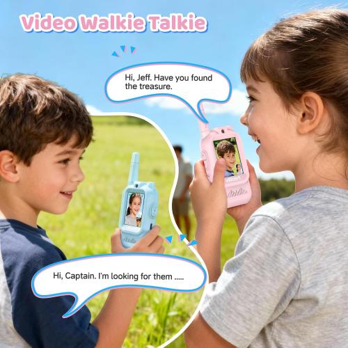 Video Walkie Talkie Toys for Age 3-12 Boys Girls, 2 Pack Walkie Talkies with Screen, Long Range 2 Way Radio with 4 Voice Effects, Christmas Birthday Gifts for Kids Indoor Outdoor Camping