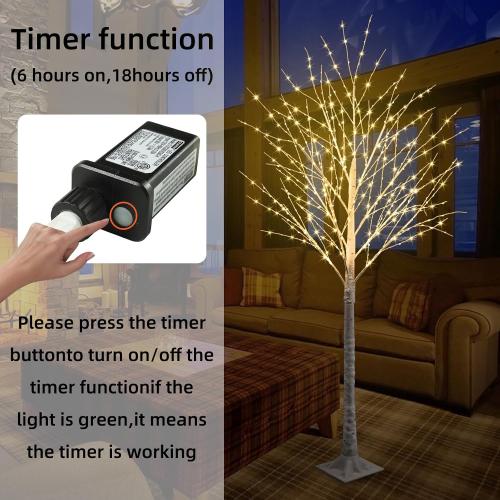 6FT 500 LED Lighted Birch Tree with Twinkle Lights, LED Birch Tree with Timer for Outdoor Indoor Home Party Yard Easter Christmas Decoration (Warm White Light)