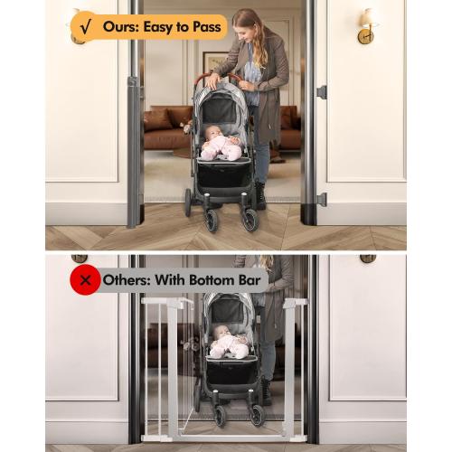 Retractable Baby Gate for Stairs & Doorways, 55 Wide x 33.6 Tall Easy Installation Mesh Dog Gate for Indoor & Outdoor Use,Pet and Dog Safety Gate for Hallways(Grey)