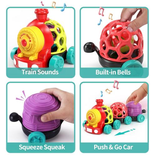 MOONTOY Toddler Train Toys for 1 Year Old Boy Birthday Gift Easter Basket Stuffers, Musical Push Go Baby Car Toys for Toddlers 1-3 0-2, Baby Boy Toys 6-12 Month, Infant Rattle 5 6 7 8 9 10 11 12 Month