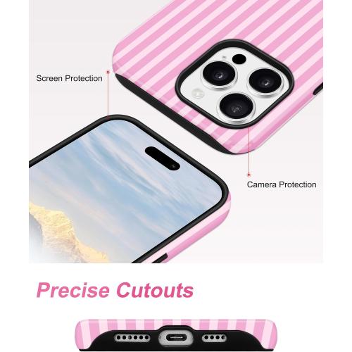 Jusy Magnetic Striped Phone Case for iPhone 16 Plus,Dark Pink