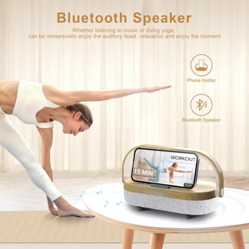 Nightstand Lamp with Wireless Charger,Unique Gifts for Women 4 in 1 Touch Bedside Lamp,Bluetooth Speaker Lamp,Portable Phone Holder,Dimmable LED Night Light Birthday Gifts for Her, Him, Mom,Dad