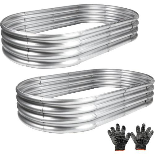 2Pcs Raised Garden Bed, Galvanized Planter Raised Garden Beds for Outdoor, 4x2x1ft, Vegetables,Flowers &Herbs,Heavy Duty Metal Raised Garden Beds Outdoor,Rust-Resistant & Easy Assembly