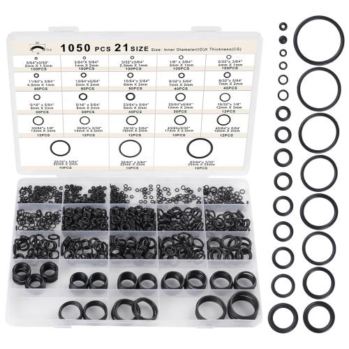 Romeda O Ring Kit 1050 PCS, O Ring Assortment Kit 21 Size, Metric Nitrile Rubber O Rings for Car Auto Vehicle Repair Faucet Plumbing Air or Gas Sealing Connections Resist Oil and Heat