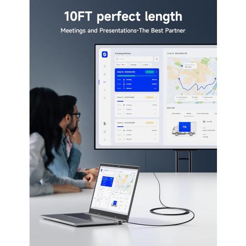 JSAUX USB C to HDMI Cable 10ft | 4K@60Hz | USB 3.1 Type C to HDMI 2.0 Cord for Home Office, (Thunderbolt 3/4 Compatible) with iPhone 16 Pro Max, MacBook Pro/Air, Galaxy S8 to S24, iPad Pro, iMac-Black