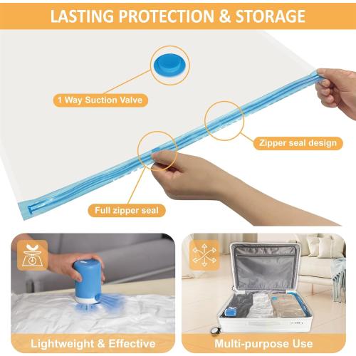 Vacuum Storage Bags with , 22 Pack (3 Jumbo/3 Large/8 Medium/8 Small) Vacuum Seal Space Saver Bags for Clothing, Pillows, Blanket, Bedding, Comforters