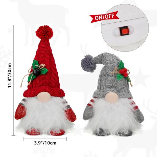 HORLIMER 2 Pcs 11.8 inches Lighted Christmas Gnomes Decorations, Light Up Swedish Santa Gnomes Plush for Christmas Xmas Decor