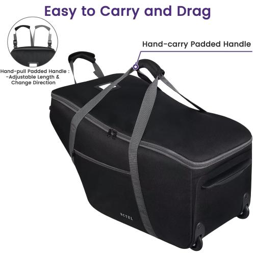 Car Seat Travel Bag for Airplane Fits Chicco KeyFit 30, UPPAbaby MESA, Nuna Pipa, Padded Car Seat Bag with Wheels, Infant Gate Check Bag with side pocket, Protective Feet, Adjustable Handle