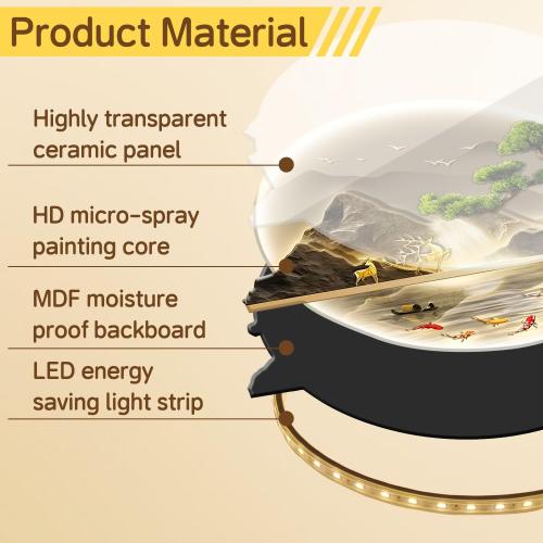 Zen LED Wall Art, Fish Wall Painting Decor with Led Light, Welcoming Pine Wall Decor Art, 3D Landscape Wall Sculpture Decoration, for Living Room Bedroom Office Entrance (B, 60×72cm)