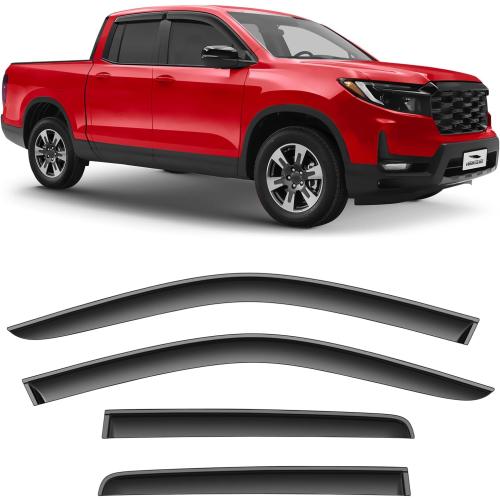 Voron Glass Tape-on Extra Durable Rain Guards for Honda Ridgeline 2017-2025, Window Deflectors, Vent Window Visors, 4 Pieces - 100527