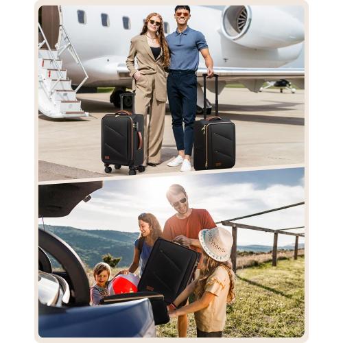 LOVEVOOK Carry On Luggage 22x14x9 Airline Approved, 20 Inch Softside Black Suitcases with Wheels, Lightweight Spinner Carry on Suitcase with TSA Lock, Water-Resistant Large Capacity Luggage for Men