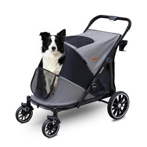Dog Stroller for Large & Medium Dogs, Pet Stroller for 2 Dogs | 360° Wear-Resistant Wheels • Foldable Design • Breathable Mesh Windows • Heavy-Duty Construction • Fits 2 Dogs