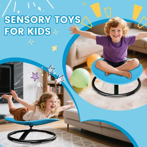Pterying 21 L × 19 W Large Size Spinning Chair for Autistic Kids, Autism Sensory Products, Sensory Toys Gifts for Kids with Autism & ADHD, Outdoor/Indoor Toys for Kids Ages 4-8, Azure Rounded Shape