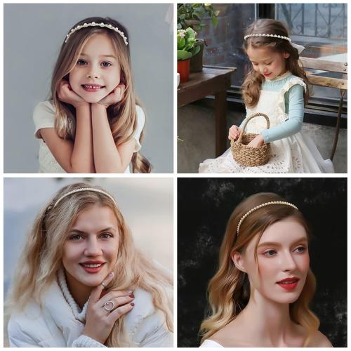 Pearl Headbands 4 Pack - White Faux Pearl Bridal Hair Hoops, Cute Party and Wedding Hair Accessories for Women and Girls