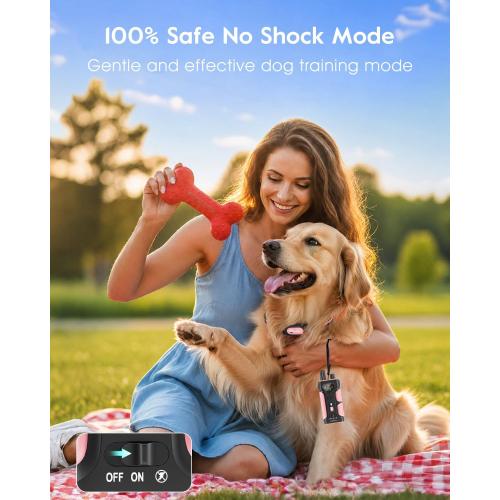SLOPEHILL Dog Shock Collar - 4200FT Dog Training Collar with Remote,IPX8 Waterproof E-Collar with Beep,Vibration,Shock,Flash Light,No Shock Mode,Shock Collar for Small Medium Large Dog 8-140lbs,Pink