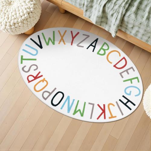 Topotdor Oval Kids Play Rug Alphabet Nursery Area Rug Extra Large Soft Crawling Play Mat for Children Toddlers Bedroom (47x70 inch, Multi Color)