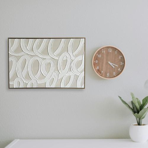 Colleen Karis Designs Textured Abstract Canvas Wall Art, Tonal Plaster Loops Design, Neutral Modern Wall Decor with Gold Frame, Ready to Hang Artwork for Living Room or Bedroom, 24x36 Inches