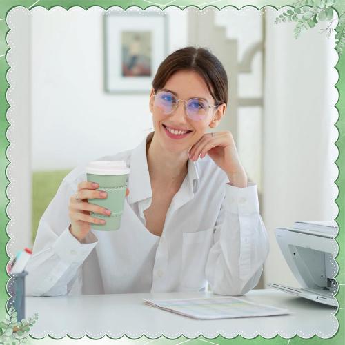 60 Pack Sage Green Coffee Cups with Lids Sleeves, 12oz Insulated To Go Paper Cups Sage Green Party Cups Disposable Paper Cups, Drinking Cups for Wedding Birthday Baby Shower Party Supplies