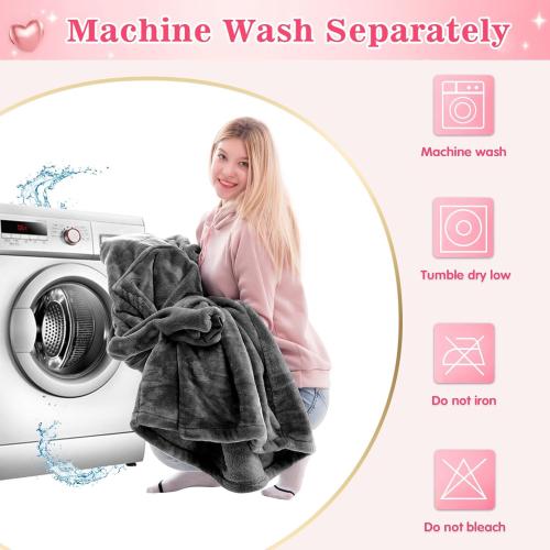 Waitu Wearable Blanket Sweatshirt Gifts for Women and Men, Warm and Cozy Giant Blanket Hoodie, Thick Flannel Blanket with Sleeves and Giant Pocket - Dark Gray