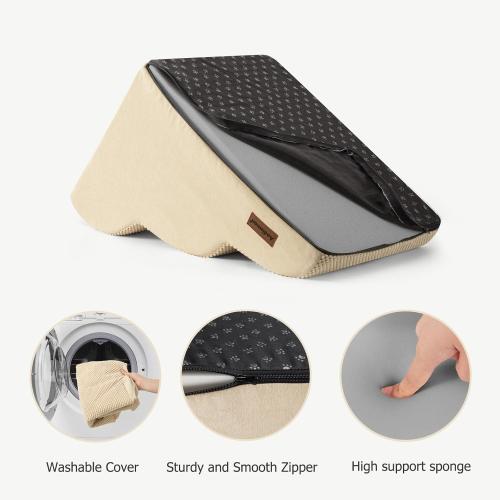 Aodisman Dog Ramp and Stairs for Small Dogs & Cats,3-Step Pet Stairs for Couch Sofa and Chair,Indoor Anti-Slip Dog Stairs for Old Cats and Puppy,Beige