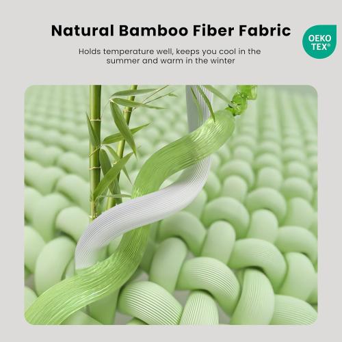 Bamboo Mattress Topper Twin Size 3 Inch, Cooling Gel & Bamboo Charcoal Memory Foam Mattress Topper for Back Pain Relief, Firm Dual-Layer Foam Bed Pad with Removable Cover College Dorm