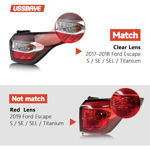 Tail Light Compatible with 2017 2018 Ford Escape S,SE,SEL,Titanium, Rear Taillights with Bulb and Harness, Right Passenger Side Tail lamp Assembly OE: GJ5Z13404C