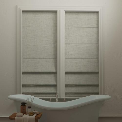 Sun Zero Seraphina Textured Total Blackout Cordless Roman Shade, 31 x 64, Sage Green