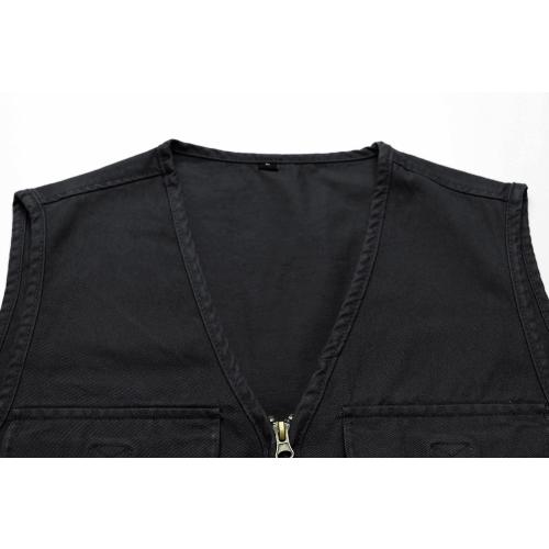 Size 3XL Men's Sleeveless Fishing Vest with Multi-Pocket Black